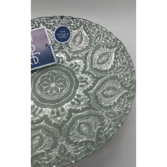 EFE Glass Turkish Handmade Decorative 100% Genuine Silver Bowl 8.50”w X 1.75”h - Picture 2 of 5